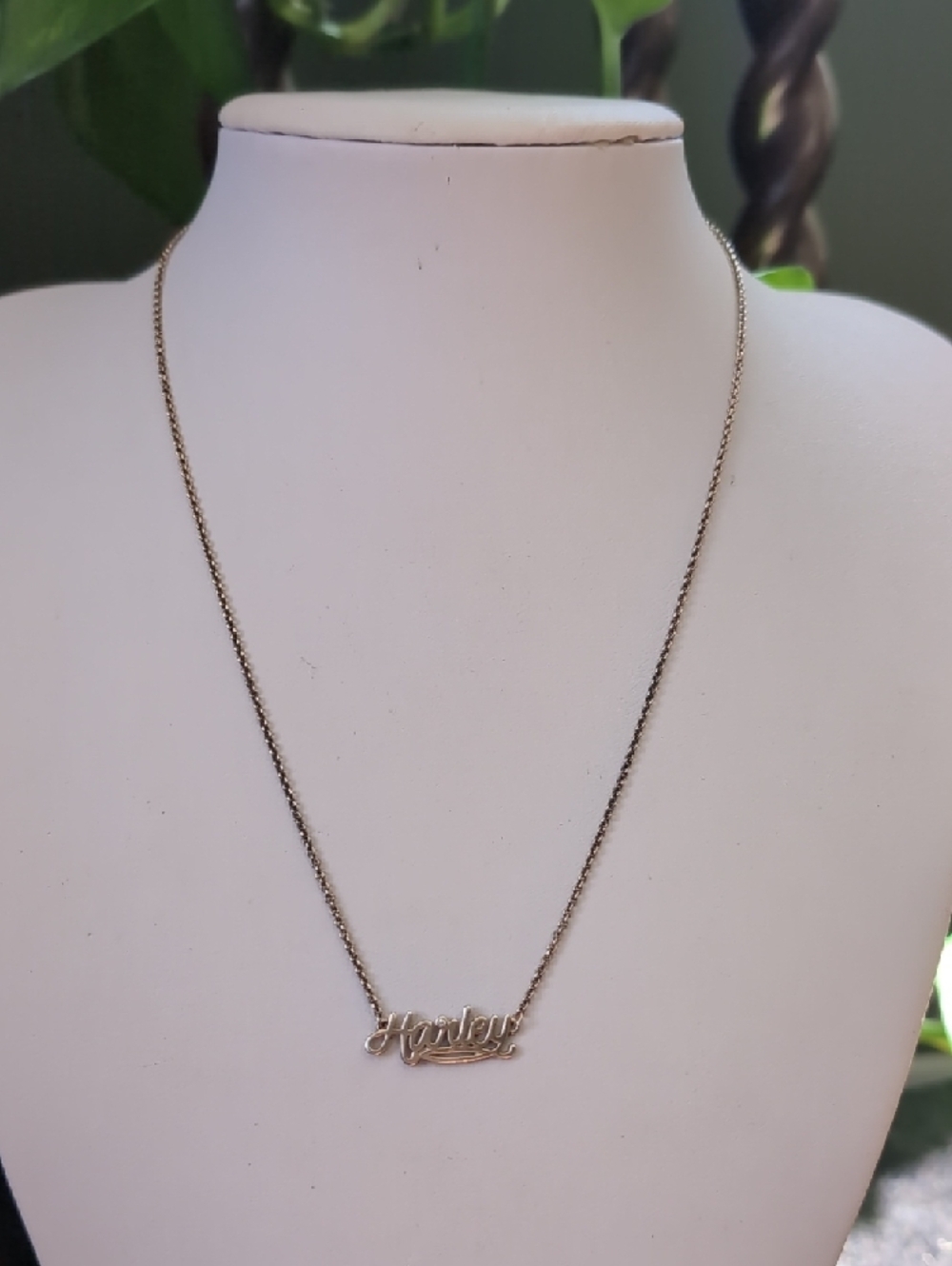 Harley Davidson Gold Plated Sterling Script Necklace With Stone - Picture 6 of 6